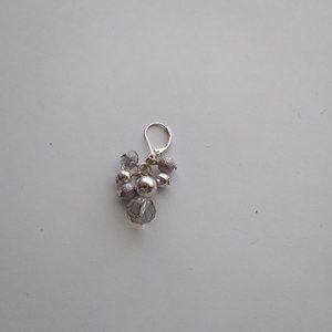 Single silver tone ball dangler earring clip-on